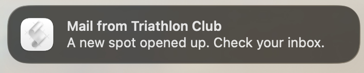 Triathlon spot notification